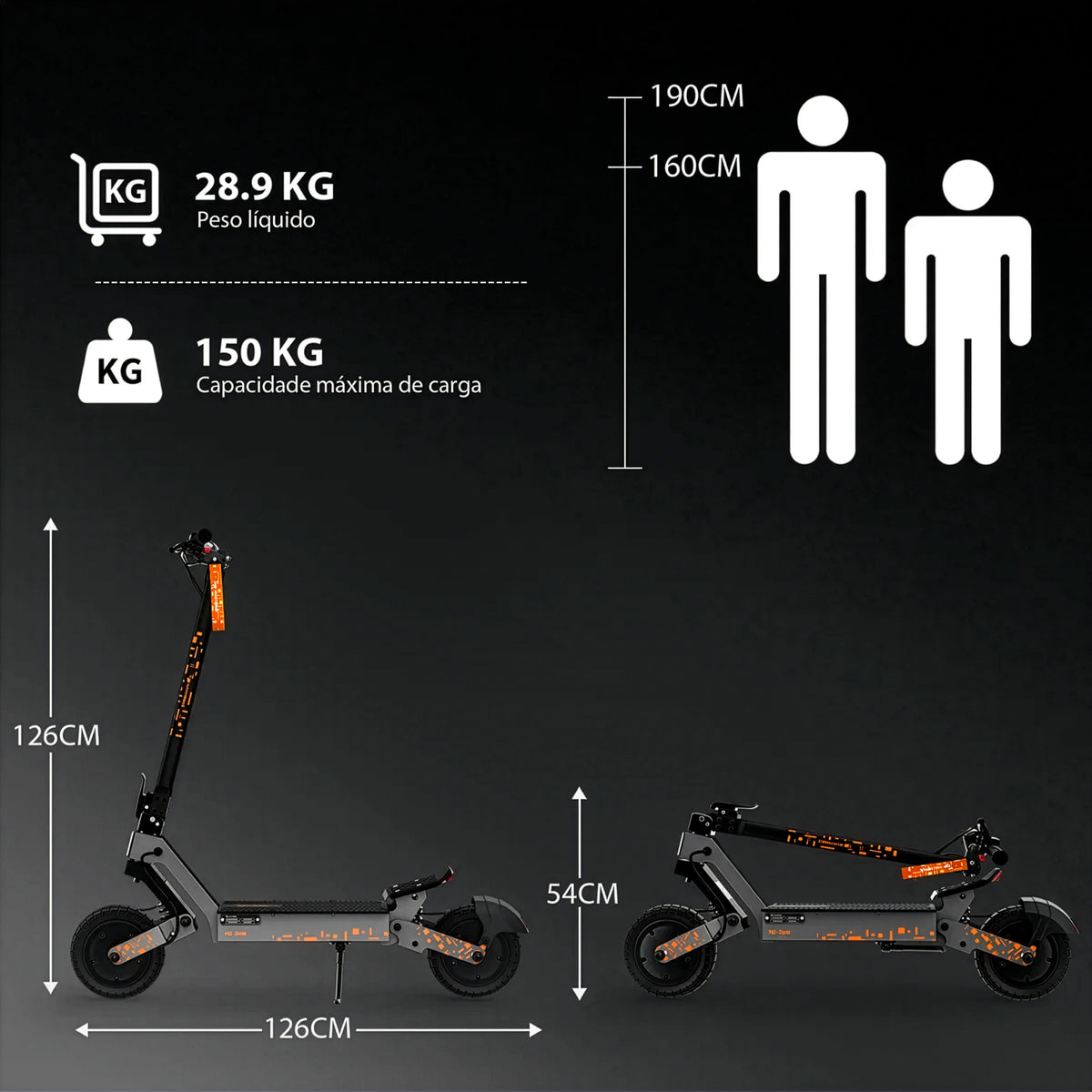 Honeywhale H2d-ultra Patinete Elétrico Adulto, 1200w*2 Scooter Eletrica, 65 Km Autonomia, 55 Km/h Velocidade Máxima