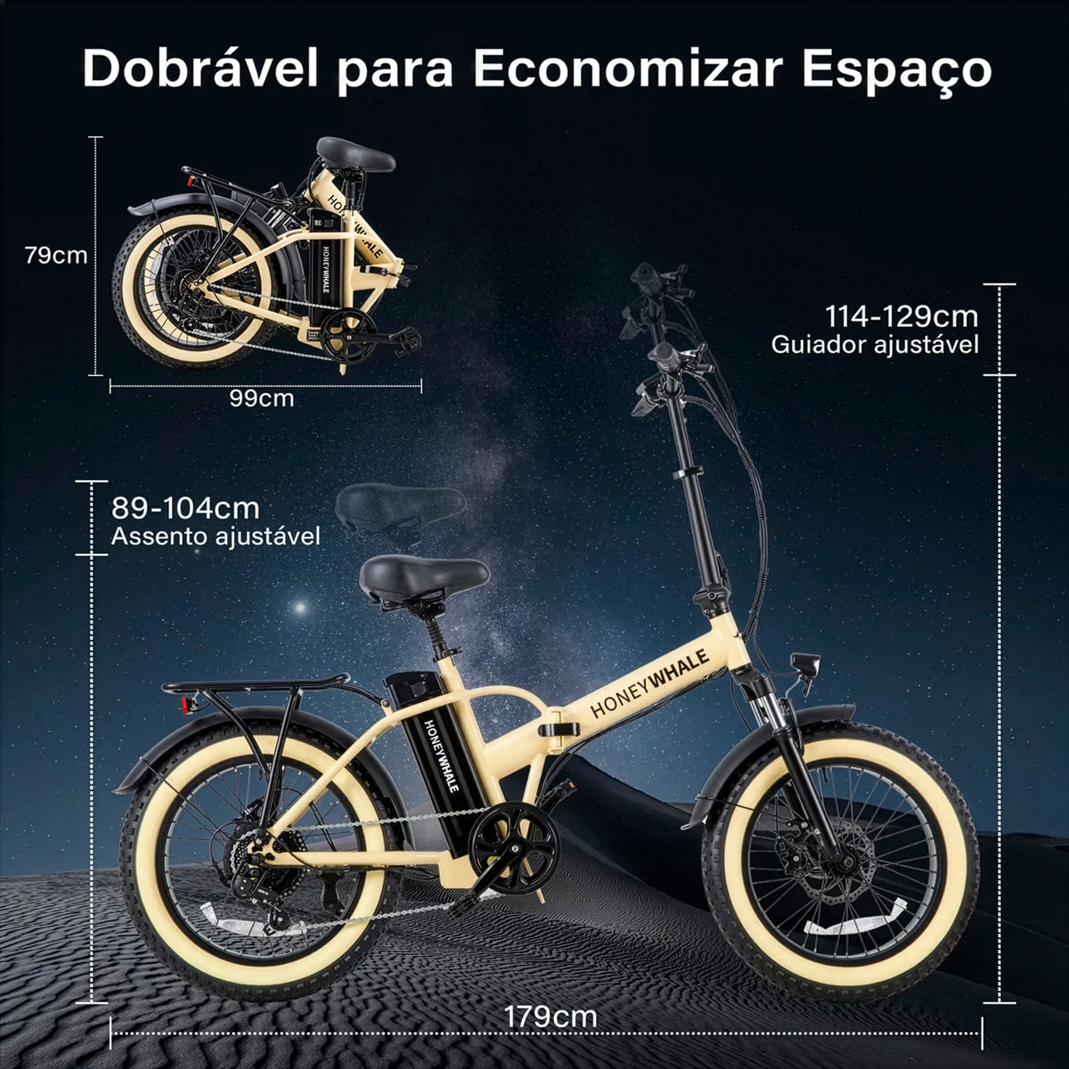 Honey Whale F6 - Bicicleta Elétrica Adulto 790w 45km 40km/h Amarelo