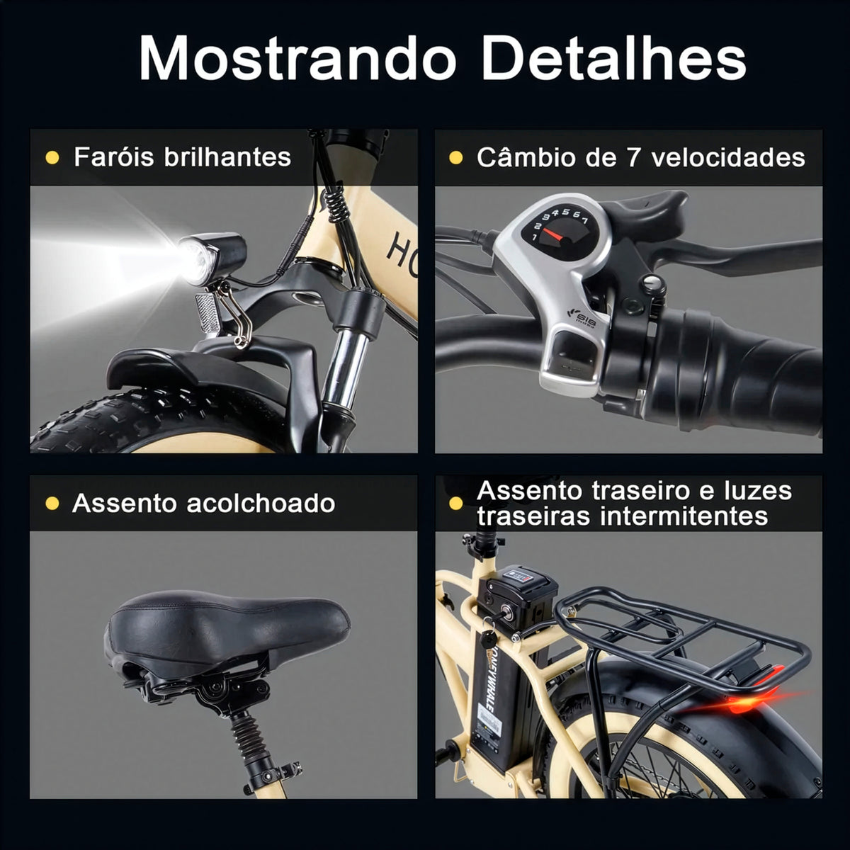 Honey Whale F6 - Bicicleta Elétrica Adulto 790w 45km 40km/h Amarelo