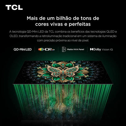 Smart TV TCL 75 Polegadas QLED Mini LED 4K C6K WiFi Bluetooth Google TV 4 HDMI 144Hz HDR10+ 75C6K