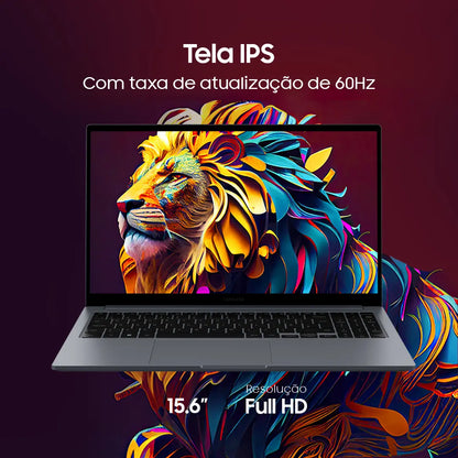 Notebook Samsung Galaxy Book4 Intel® Core™ i5-1335U (1.3 Ghz, até 4.6GHz, 12 MB L3 Cache), Windows 11 Home, 8GB, 512GB SSD, Iris Xe, 15.6'' Full HD LED, 1.55kg