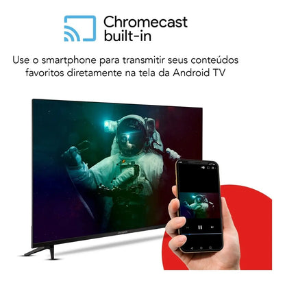 Smart TV AIWA 50” Android 4K Borda Ultrafina HDR10 Dolby Áudio AWS-TV-50-BL-02-A