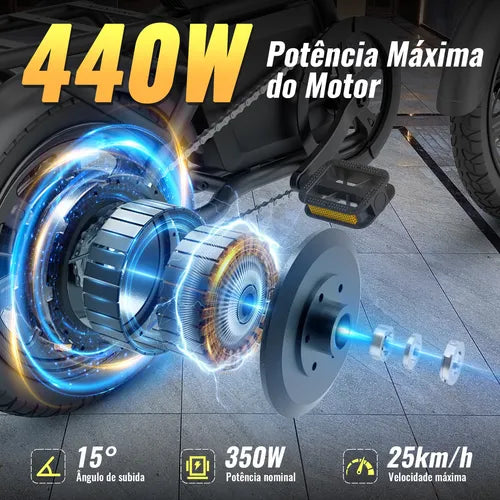 Honey Whale B20 Bicicleta Elétrica Adulto 440w 35km 25km/h