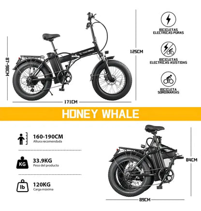 Honey Whale F6 Pro-s -Bicicleta de montanha elétrica para adultos, motor máximo de 900 w, velocidade máxima de 45 km/h, alcance elétrico puro máximo de 35 a 40 km (54,6 v, 10,4 ah), cor preta