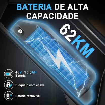 Honey Whale K6 Pro - Bicicleta Elétrica Adulto 850w 62km 55km/h