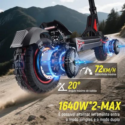 Honeywhale G4 Max Patinete Eletrico Adulto, 1640w*2-72km/h-70km-150kg, Scooter Eletrica Motor-velocidade-autonomia-carga, Patinete Juvenil Dobrável Com Cartão Nfc, Honey Whale