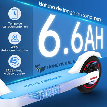 Honey Whale S2 - Branco - Patinete Elétrico Scooter 500w 30km/h 20km