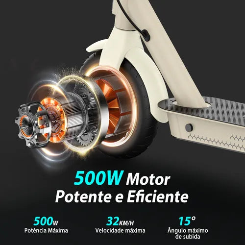 Honey Whale E9t - branco - Patinete Elétrico Scooter 500w 32km/h 22km