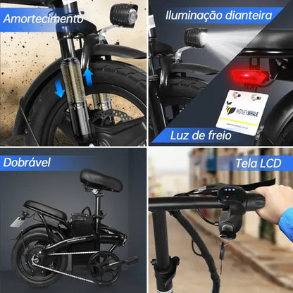 Honey Whale S6-s - branco - Bicicleta Elétrica 750w 40km 35km/h