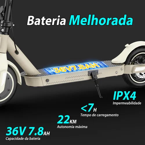 Honey Whale E9t - branco - Patinete Elétrico Scooter 500w 32km/h 22km