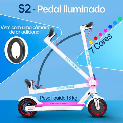 Honey Whale S2 - Branco - Patinete Elétrico Scooter 500w 30km/h 20km