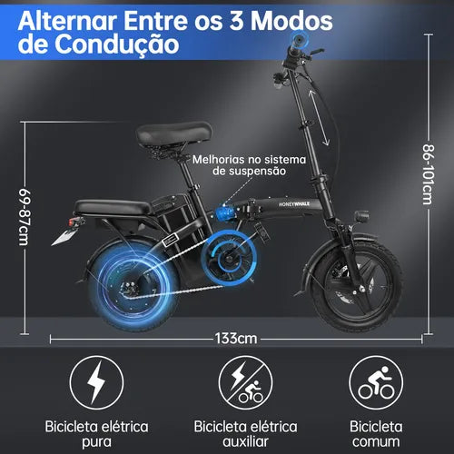 Honey Whale S6-s Bicicleta Elétrica 750w 40km 35km/h