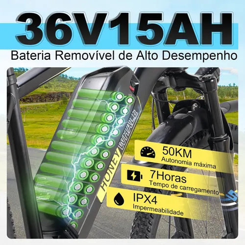 Honey Whale S8 - Bicicleta Elétrica Adulto 450w 50km 35km/h
