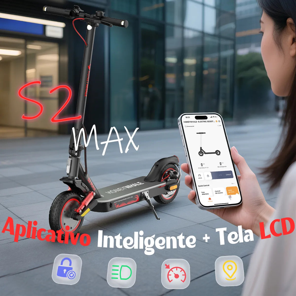 Honeywhale S2 Max Patinete Elétrico Scooter 500w 32km/h