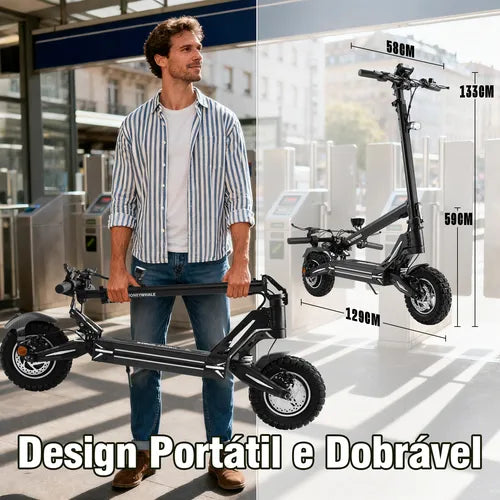 Honeywhale G3 Pro Preto - Patinete Elétrico Scooter 1640w 56km