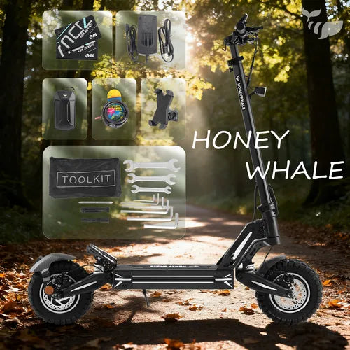 Honeywhale G3 Pro Preto - Patinete Elétrico Scooter 1640w 56km
