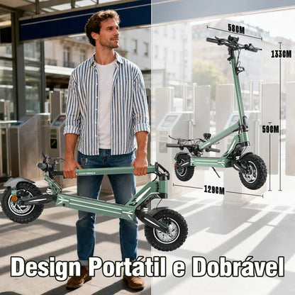 Honeywhale G3 Pro Verde - Patinete Elétrico Scooter 1640w 56km