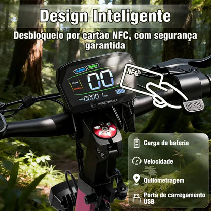 Honeywhale G3 Pro Vermelho - Patinete Elétrico Scooter 1640w 56km
