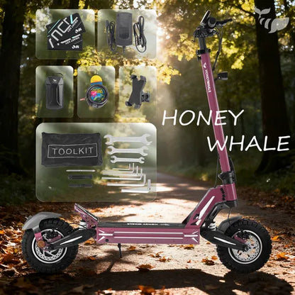 Honeywhale G3 Pro Vermelho - Patinete Elétrico Scooter 1640w 56km