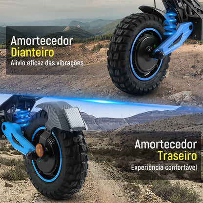 Honeywhale G4 Max Patinete Eletrico Adulto, 1640w*2-72km/h-70km-150kg, Scooter Eletrica Motor-velocidade-autonomia-carga, Patinete Juvenil Dobrável Com Cartão Nfc, Honey Whale Preto-azul