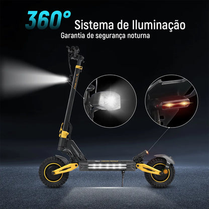 Honeywhale G4 Max Patinete Eletrico Adulto, 1640w*2-72km/h-70km-150kg, Scooter Eletrica Motor-velocidade-autonomia-carga, Patinete Juvenil Dobrável Com Cartão Nfc, Honey Whale Preto-amarelo