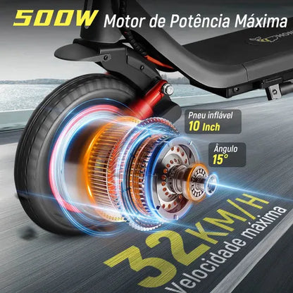 Honeywhale M1 Max Patinete Elétrico Adulto, 500w-25km/h-16km-120kg, Scooter-eletrica-velocidade-juvenil-dobrável-autonomia-de-aplicativo-bluetooth-carge, Suspensão Dianteira E Traseira, Honey Whale