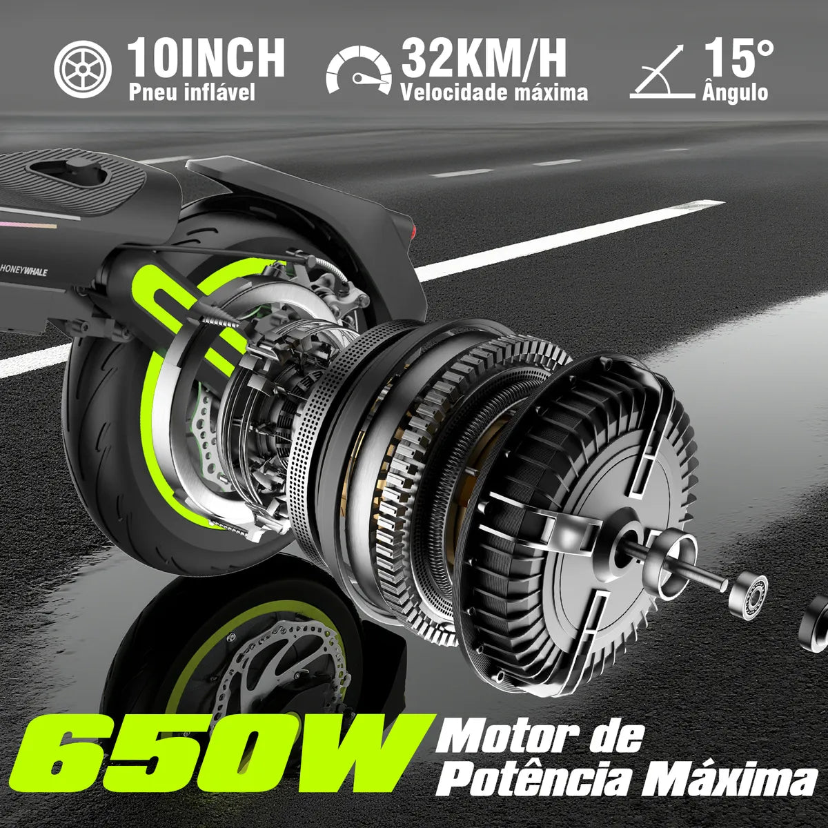 Honeywhale E9max-n Patinete Elétrico, 650w Scooter 40km