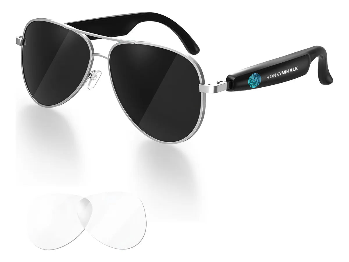 Honeywhale Gl-09 Óculos De Sol Bluetooth, Alto-falante Cor Preto Armação Preto Lente Preto Desenho Espelho