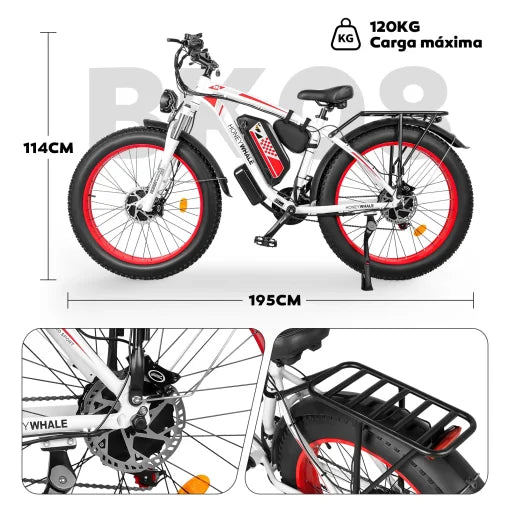 Bicicleta Elétrica de Montanha Honey Whale BK08 - vermelha