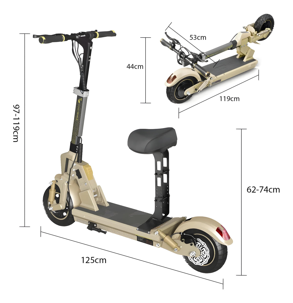 Honey Whale C1 Gold - 980w Patinete Elétrico Scooter 40km 45 Km/h